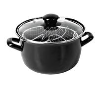 Friteuse manuelle avec panier et couvercle noir - Excellent Houseware - 26x12 cm - Matière métal