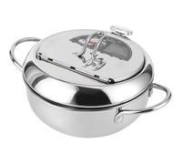 Friteuse, marmite à frire profonde en acier inoxydable avec couvercle, thermomètreet égouttoir à huile, (20cm)