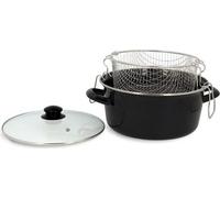 Friteuse - MENASTYL - 3645580 - En acier émaillé - Noir - 26 cm - Avec couvercle et panier - Tous feux dont induction