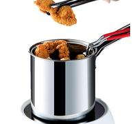 Friteuse - Mini friteuse en acier inoxydable avec couvercle, poêle à frire de qualité alimentaire | Marmite avec panier passoire et poignée pour la cuisine en plein air et le brassage à domicile