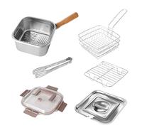 Friteuse multifonction en acier inoxydable avec panier, marmite portable d'extérieur, pour frites, poulet, etc. (A)