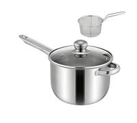 Friteuse portable en acier inoxydable, mini friteuse de 20,3 cm avec panier et couvercle, casserole résistante à la chaleur avec poignée sécurisée, appareil de cuisine pour la maison, le camping, les