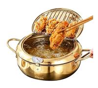 Friteuse pour cuisinière Pot à friture en acier inoxydable avec panier | Friteuse à frites pour réunions, cuisine, maison, appartement, barbecue, frites, poulet frit,
