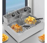 Friteuse professionnelle, 12 litres（monocylindre）thermostat réglable, Acier inoxydable,Plage de température : 60°C-200°C /140°F-392°F,pour un usage domestique ou commercial.