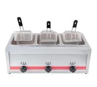 Friteuse professionnelle à gaz de table en acier inoxydable avec panier pour la cuisson, cylindre simple/double 10 L