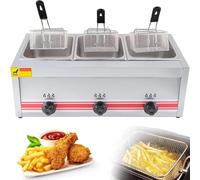 Friteuse Professionnelle à Gaz LPG, Acier Inoxydable avec Contrôle de Température Précis, Panier Amovible pour Restaurant Cuisine Maison et Food Truck, Grande Capacité pour Poulet Frites et Poisson