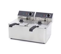 Friteuse professionnelle électrique - Inox double cuve 2x8L - 230V monophasé - Thermostat 0-190°C - 2x3250W
