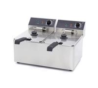 Friteuse professionnelle électrique - PESAGE MB - Friteuse inox double cuve 2x6L 230V - Thermostat 0-190°C - 2x2500W