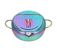 Friteuse professionnelle en acier inoxydable avec thermomètre, capacité de 3,2 L, revêtement antiadhésif, ustensiles de cuisine pour la cuisine au restaurant à domicile (Bleue)