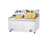 Friteuse Professionnelle Haut Rendement avec Robinet de Vidange Triphasé 2 x 10 Litres
