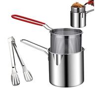 Friteuse profonde avec panier friteuse en acier inoxydable avec panier vapeur, ustensiles de cuisine multifonctions pour frire cuisses poulet, poisson sec, frites, côtelettes de poulet,