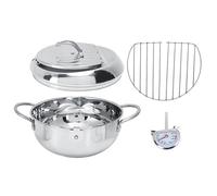 Friteuse Profonde Japonaise Tempura 28cm, Acier Inoxydable 201 avec Thermomètre et Support Filtre Huile - Contrôle Précis Température, Conception Antiprojections, Usage Polyvalen