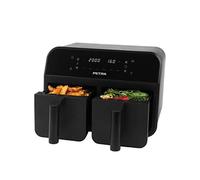 Petra PT4750BLKVDEEU7 Friteuse Sans Huile à Double Tiroir, Air Fryer 7.4L, Friteuse à Air, 6 Programmes Prédéfinis, 2 Paniers de Friture Antiadhésive, Fonctions Sync & Match, Écran Tactile LED, 2400W