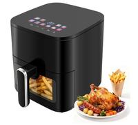 Friteuse sans huile 4.5L - 8 programmes de menu, température réglable de 60 - 200°C, Noir avec fenêtre de visualisation