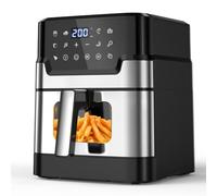 Friteuse sans Huile 6L, Air Fryer XXL avec Cavité en Métal, Friteuse à Air Chaud Airfryer avec Fenêtre Visible, 10 Fonctions, Écran Tactile Digital LED, Panier Antiadhésif Lavable en Machine