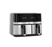 HOMCOM Friteuse à air sans huile dual zone air fryer 8,5 L - 2700 W - 8 programmes, écran LED tactile, température réglable, minuterie, 2 paniers antiadhésif, finition de synchronisation, recette