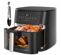 Friteuse sans Huile 9 L, Air Fryer Avec Fenêtre Visible, Airfryer avec LED Écran Tactile, Friteuse à Air Chaud avec 8 Programmes 1800W, Écran Tactile, Fonction Rendez-vous, Faible en Grasses (8L)