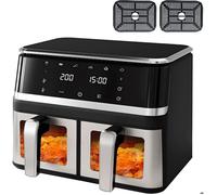 Friteuse Sans Huile -Airfryer-Capacité 10L (2x4,5L Double Cuves Amovibles)-6 programmes de cuisson-2000W-Cuisson Saine Multifonction