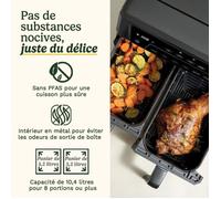 Friteuse sans huile CUISINART - Airfryer AFD10XBLE - Capacité 10,4L - Double cuves - Noir - 2400W