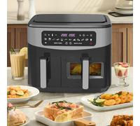 Friteuse Sans Huile Double Tiroir, Air Fryer XXL 10L(6l+4l) Avec 12 Programmes, Minuterie, Friteuse À Air Chaud 2600W, Idéale Pour Cuire Un Poulet Entier - Dual Zone Pro