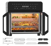 Friteuse sans huile, Mini-four à double porte de style français, XXL 23L Air Fryer, 15 Programmes, Écran Tactile LED, 2200W, 50-200℃, Recette, 12 accessoires Noir