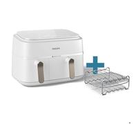 Friteuse sans huile Philips NA353/14 Airfryer Série 3000 double panier Blanc 9L + accessoire