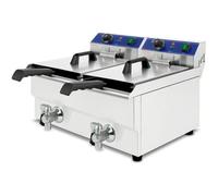 VERTES Friteuse Electrique Professionnelle 2x 17L, 6000W, 230V, Principe de la Zone Froide, Température 50-200°C, Panier à Friture, Fonction Reset, Acier Inoxydable, Fonctionnement à l'Huile
