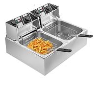 Friteuses électriques 12L 20L, double réservoir, for restauration rapide, Restaurant ou Camping pique-nique, poulet frit, frites Facile à nettoyer(Type C (20L))