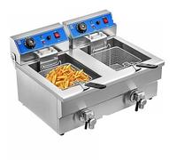 Friteuses électriques 12L 20L, double réservoir, for restauration rapide, Restaurant ou Camping pique-nique, poulet frit, frites Facile à nettoyer(Type D (20L))