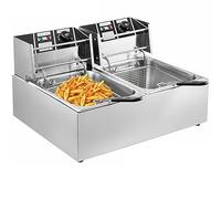 Friteuses électriques 12L 20L, double réservoir, for restauration rapide, Restaurant ou Camping pique-nique, poulet frit, frites Facile à nettoyer(Type B (12L))