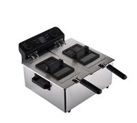Friteuses électriques commerciales ménage double cylindre poêle en acier inoxydable 6L grande capacité Facile à nettoyer(Enamel)