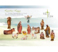 Fritz Cox Ensemble de crèche d'artiste | 12 cm | 16 pièces, peint à la main par le designer Karl Van Meegen | Kit complet de crèche de Noël | pour un magnifique Noël