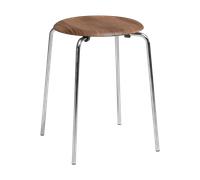 Fritz Hansen Dot tabouret rond Noyer-chrome. Ø32.8x45.5 cm