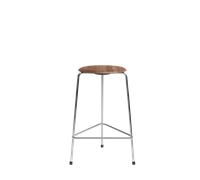 Fritz Hansen High Dot Tabouret de Bar H65 3 Pieds Chrome/ Noyer