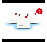 FRITZ! Mesh Set 1600 - Système Mesh Bi-bande Wi-Fi 6 (802.11ax) 3000 Mbit/s, Ports RJ-45, Sécurité WPA2/WPA3, Rouge/Blanc, 80x80x37mm