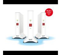 FRITZ! Répéteur Mesh Wi-Fi 6E AX4200 (802.11ax) bi-bande 2.4/5 GHz, antennes 2x2/4x4, WPA2/WPA3, 90x145x190mm, Blanc/Rouge