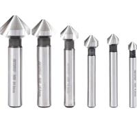 FRITZFURT 3201-3206 Jeu de fraises coniques 6 pièces 6.3 mm, 8.3 mm, 10.4 mm, 12.4 mm, 16.5 mm, 20.5 mm HSS-G résiste à la corrosion tige cylindrique 1 set