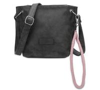 Fritzi aus Preussen Fritzi03N Vintage Black Idol Crossbody Sac bandoulière similicuir Femme Sac à bandoulière Festival Ville vegan pendentif amovible effet vintage lavé 22,5 x 20,5 x 8,5 cm, Noir