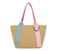 Fritzi Happy Summer Shopper Berry Water sac cabas femme effet paille sac à main plage festival été style naturel fermoir cœur mousqueton 25 x 37 x 11,5 cm, beige-rose