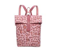 Fritzi Izzy03 Canvas Leo Brick Rucksack Sac à dos mélange coton Femme Rucksack Ville vegan bretelles réglables imprimé léopard 40 x 30,5 x 18 cm, Rose
