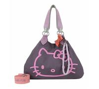 Fritzi aus Preußen Sac à épaule gris foncé rose pour femme - Izzy Hello Kitty Head Flocked Canvas M Anthra Cat 311328