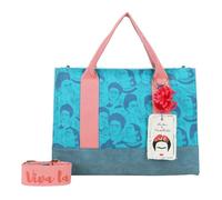 Fritzi aus Preußen Sac à épaule turquoise pétrole pour femme - Canvas Fritzi x Frida Kahlo Tote Bag Limited Frida Heads 313497