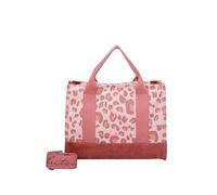 Fritzi Canvas Tote Bag Canvas Leo Brick Shopper Sac cabas mélange coton Femme Sac à main bandoulière Festival Ville Plage vegan imprimé léopard 29,5 x 40 x 14 cm, Rose