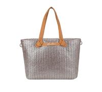 Fritzi Cloud Shopper Big Limited Painted Straw Nut Shopper Sac Cabas Femme Sac à Main Sac Épaule Paille XXL Été Festival Léger 35 x 42 x 14 cm, Marron Argenté