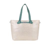 Fritzi Cloud Shopper Big Limited Painted Straw Silver Jade Shopper Sac Cabas Femme Sac à Main Sac Épaule Paille XXL Été Festival 35 x 42 x 14 cm, Argent Vert