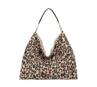 Fritzi Hobo Limited Leo Camel Grand Sac Hobo Femme en Toile Motif Léopard avec Fermeture Éclair pour Quotidien Shopping Voyage Loisirs 15 L Beige-Marron