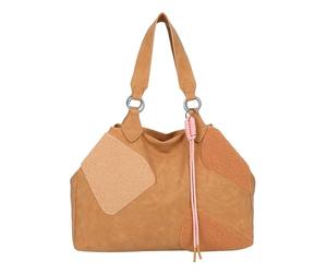 Fritzi Izzy Medium Limited Happy Flocked Heritage Soft Chestnut Shopper Sac cabas similicuir Femme Sac à main Festival Ville vegan détails floqués 29 x 42 x 15 cm, Marron