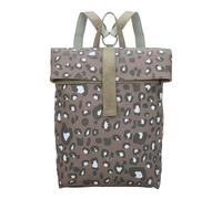 Fritzi Izzy03 Canvas Leo Jungle Rucksack Sac à dos mélange coton Femme Rucksack Ville vegan bretelles réglables imprimé léopard 40 x 30,5 x 18 cm, Vert