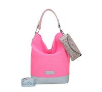 Fritzi Izzy07 Olga Canvas Neon Pink Hobo Sac hobo mélange coton Femme Sac bandoulière Festival Ville Plage vegan étui lunettes amovible sangle épaule 37 x 27 x 17 cm, Rose