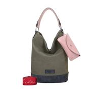 Fritzi Izzy07 Olga Canvas Olive Hobo Sac hobo mélange coton Femme Sac bandoulière Festival Ville Plage vegan étui lunettes amovible sangle épaule 37 x 27 x 17 cm, Vert